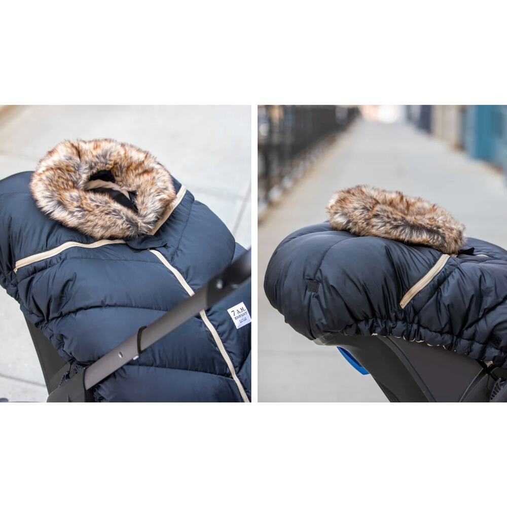 7 AM Enfant Black Faux Fur Car Seat Cocoon - Tundra